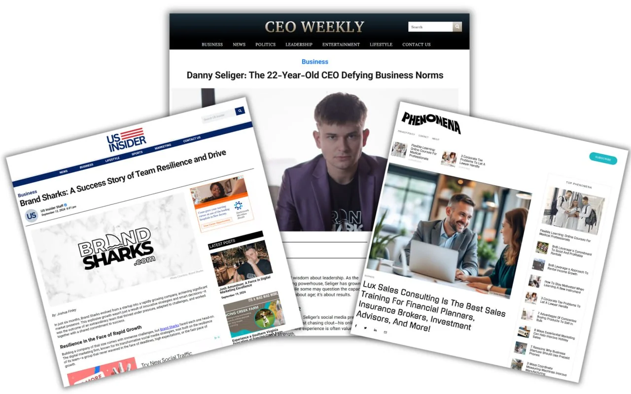 Examples of $49 client placements across Wall Street Times, US Insider, and CEO Weekly