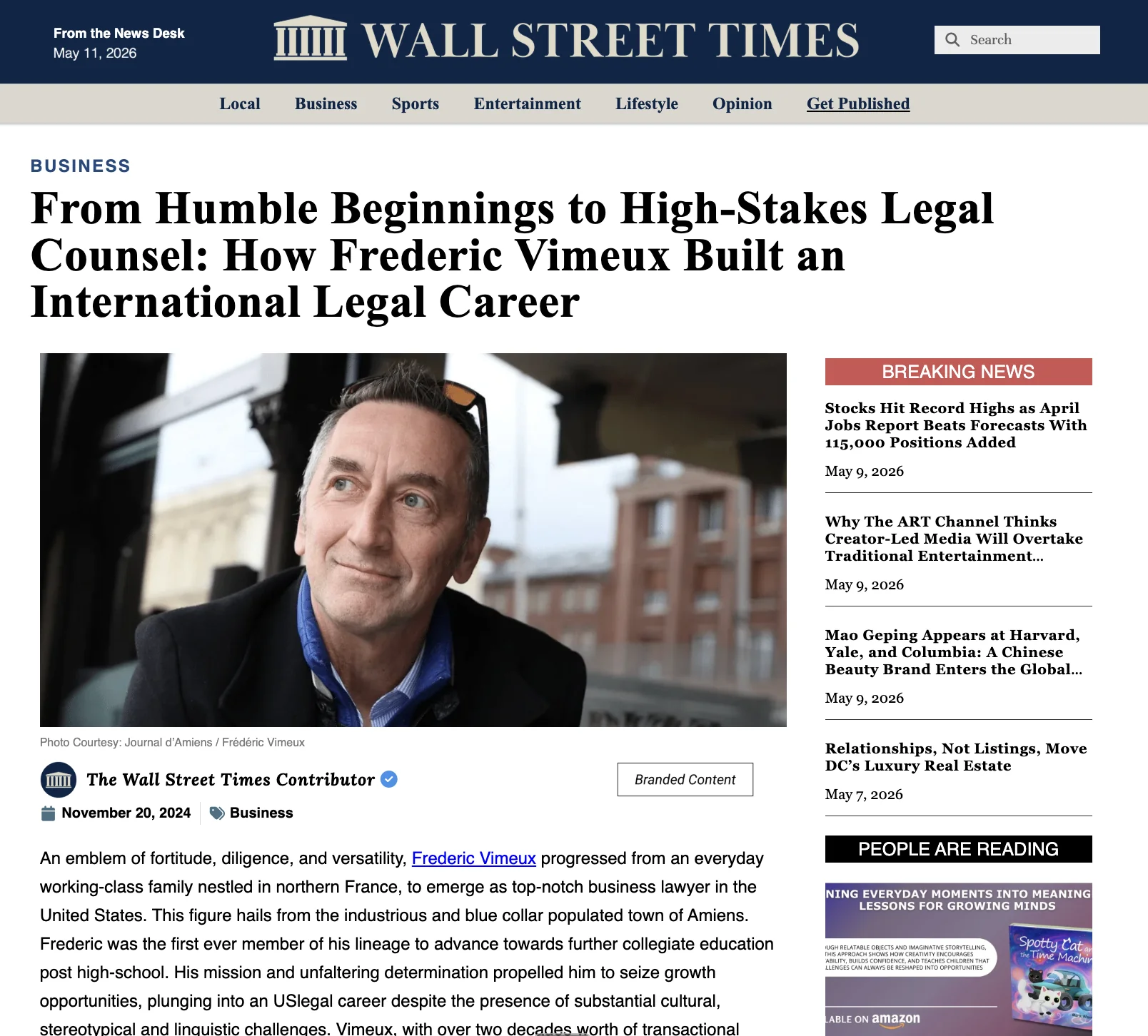 Real $49 feature: Frederic Vimeux published on Wall Street Times