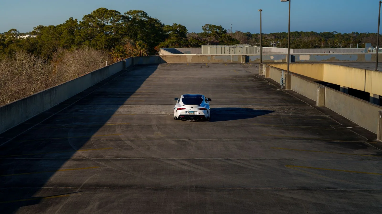 An empty rooftop parking area, where most first lessons actually begin