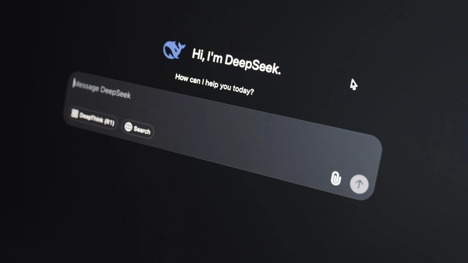 A close-up of a laptop screen showing a conversational AI interface