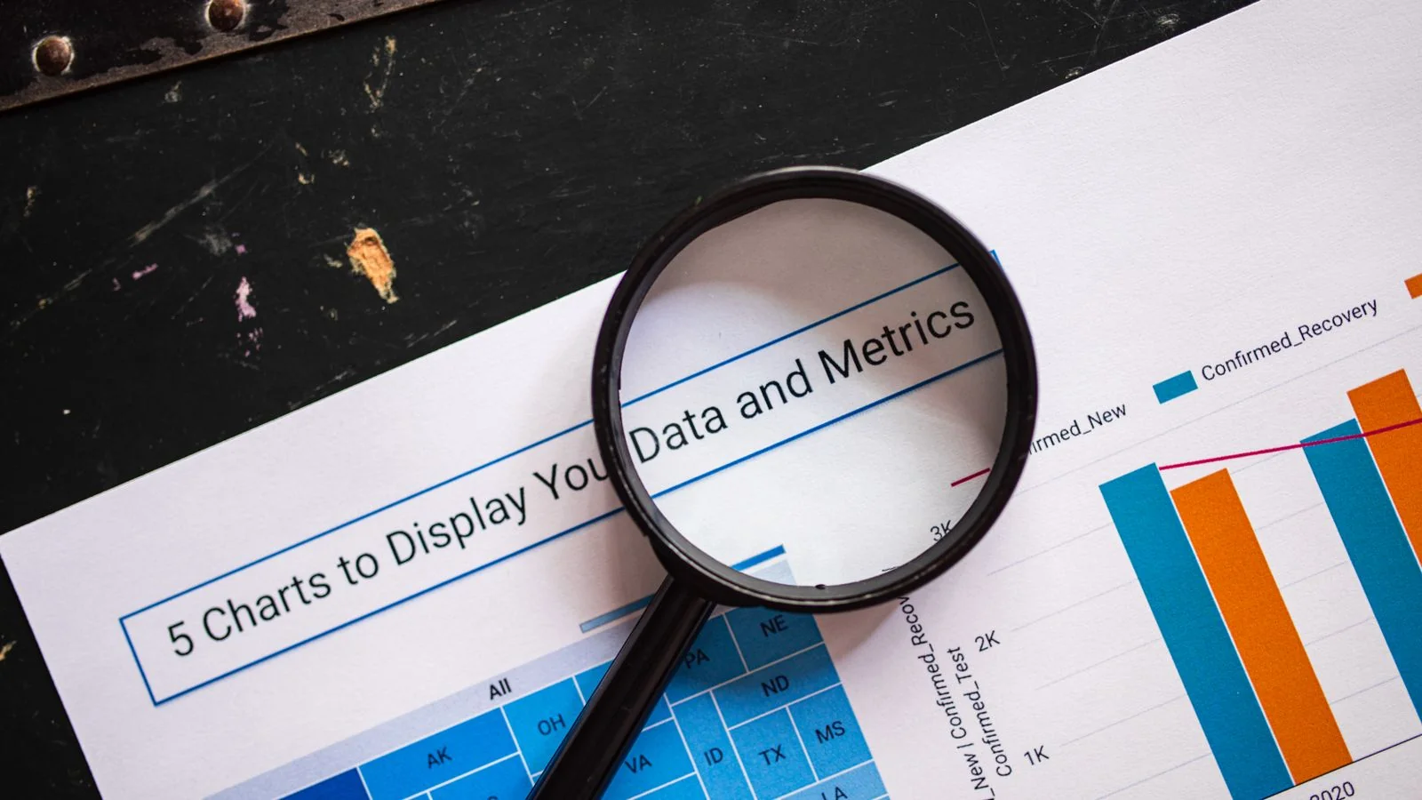 Magnifying glass resting on a printed report, the deliverable an agency is really buying