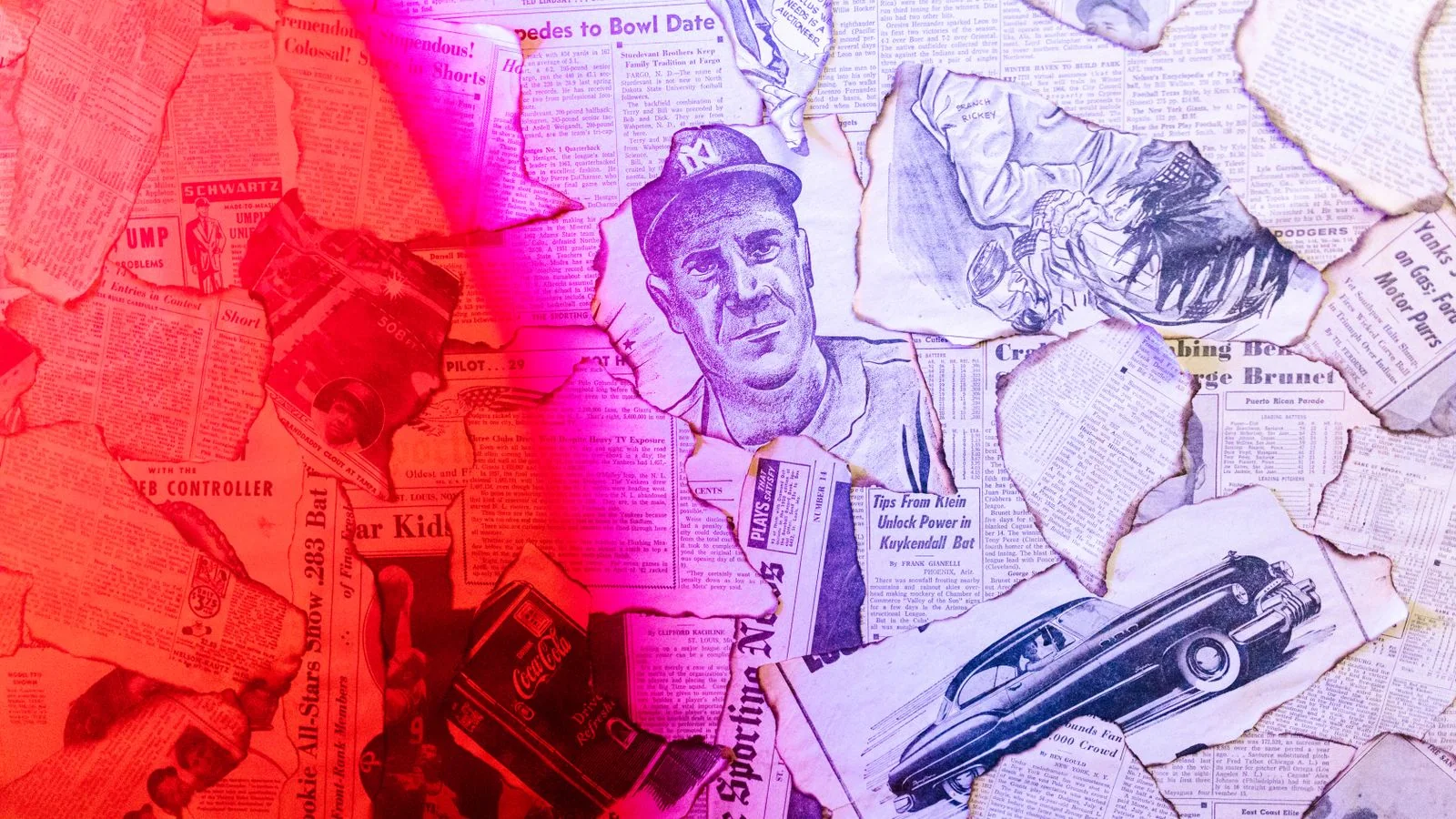 A collage of newspapers under red light, the open web layer that monitoring tools index