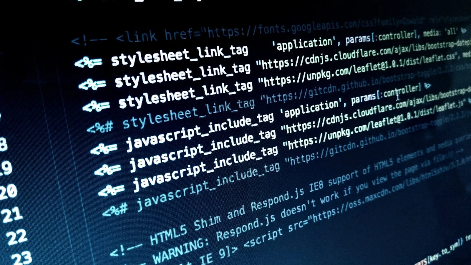 Code displayed on a monitor, the solution layer that bridges a visitor's problem to the outcome they want.