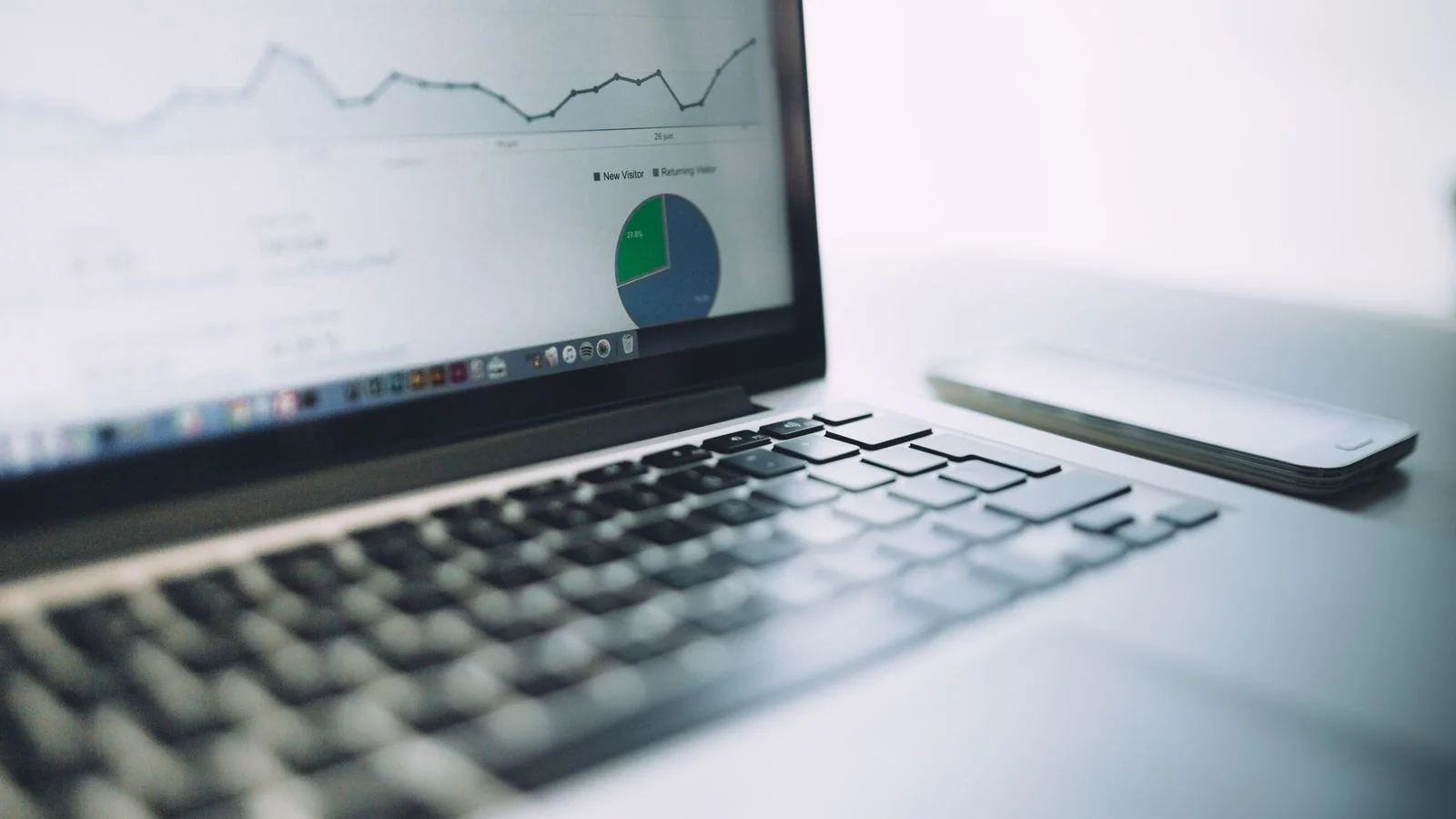 Laptop showing an analytics dashboard, the surface metrics most content reports stop at
