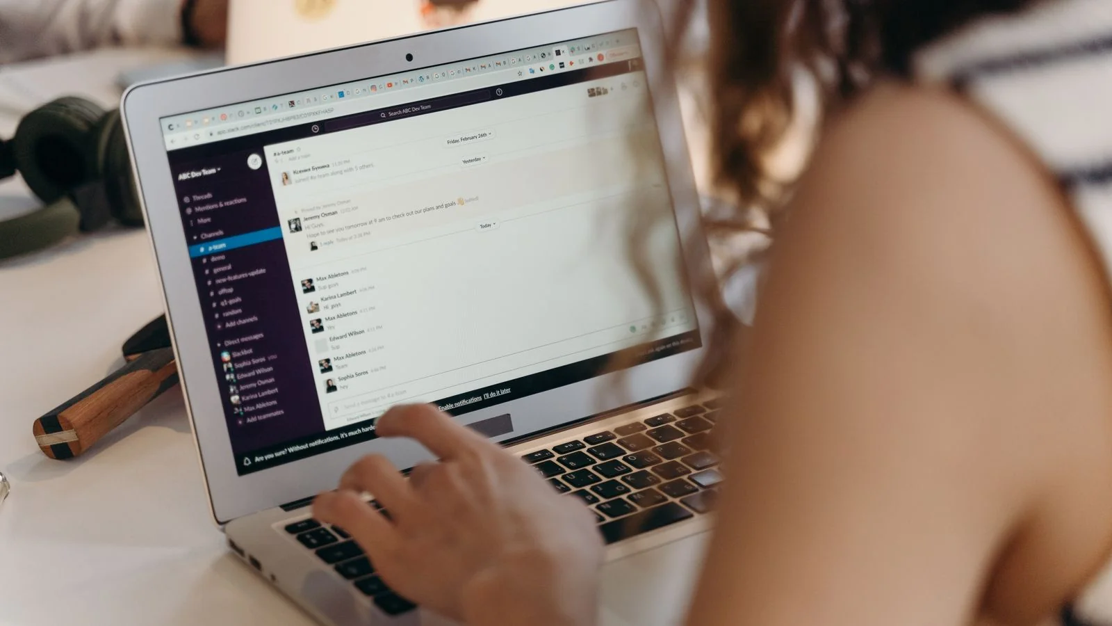 A journalist's inbox and source requests open on a laptop screen