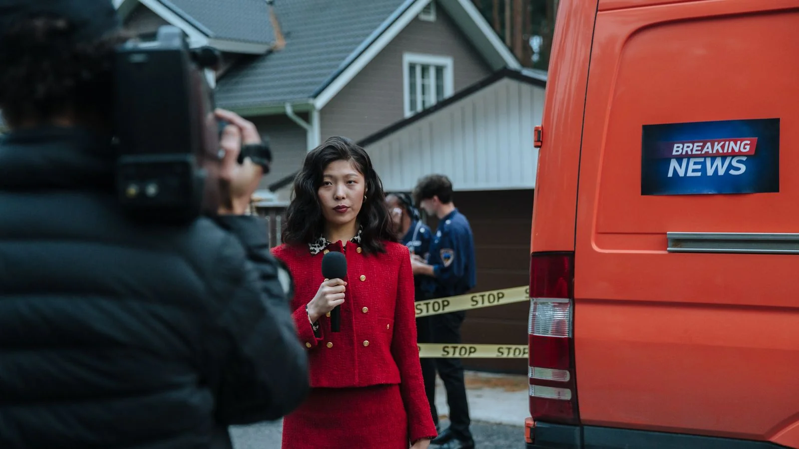 A reporter delivering a live segment on location, the visual element TV requires to air a story