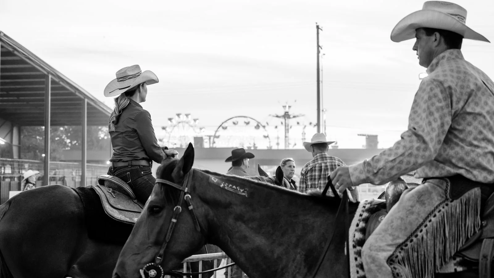 Black-and-white rodeo scene with cowboys and horses, echoing the equestrian and sporting life the magazine covers