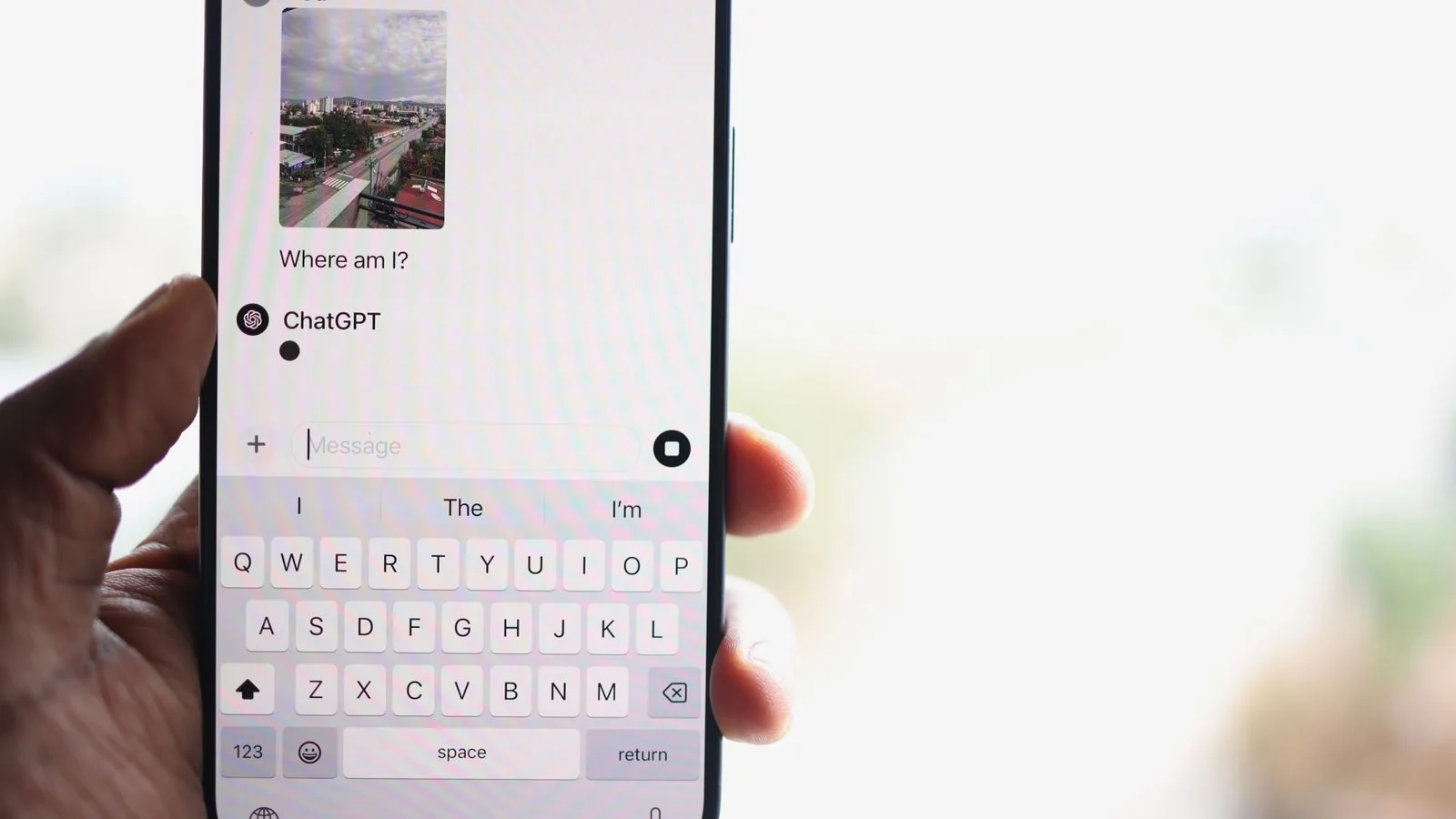 Person entering a search query on a phone