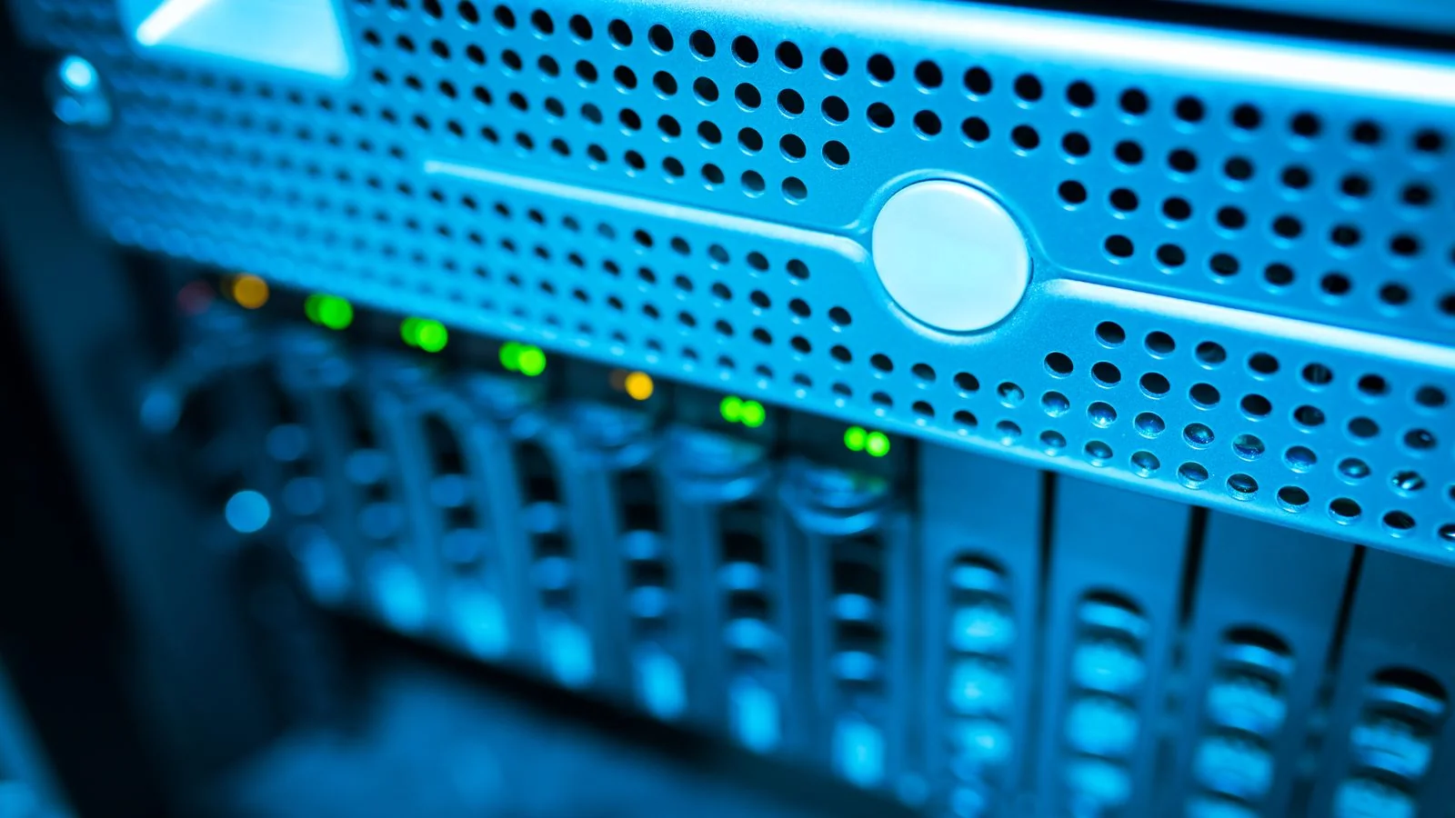 A data server rack under blue light, the kind of subject this audience reads for its own sake