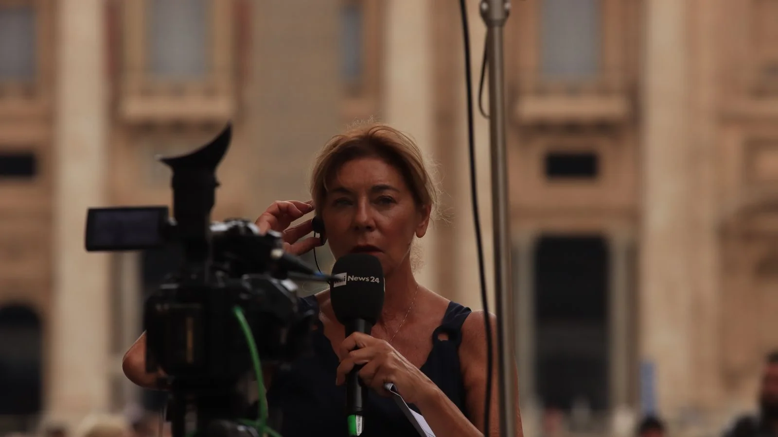 A reporter conducting an interview.