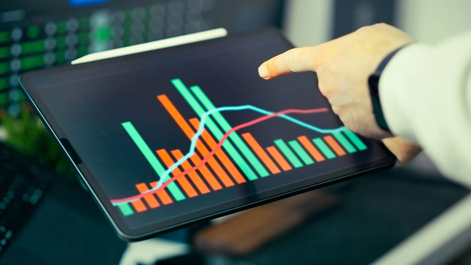 Business analytics dashboard on a tablet showing citation traffic from AI search engines like Perplexity and ChatGPT