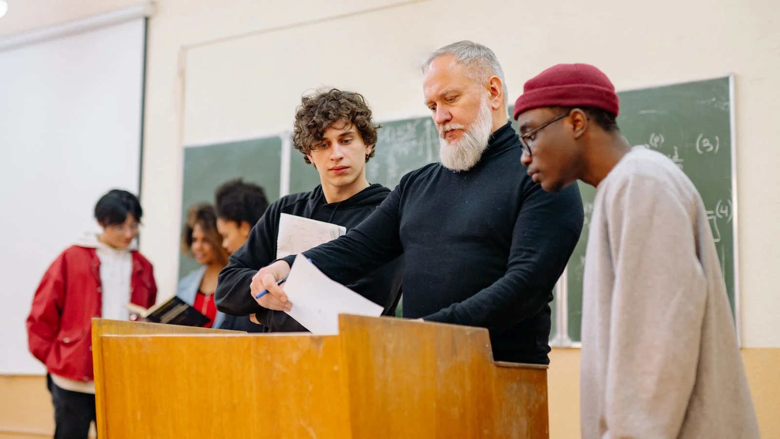 Professor engaging diverse students in a university classroom, the trust signal educators bring