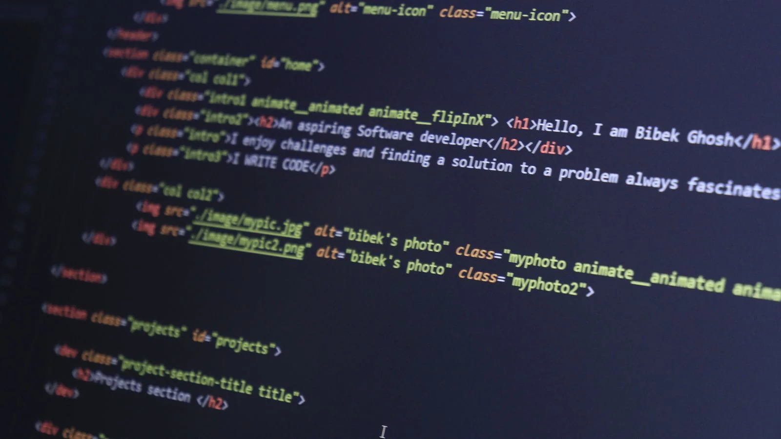 Colorful HTML code on a screen, the messy markup llms.txt strips down along the crawl-to-cite path