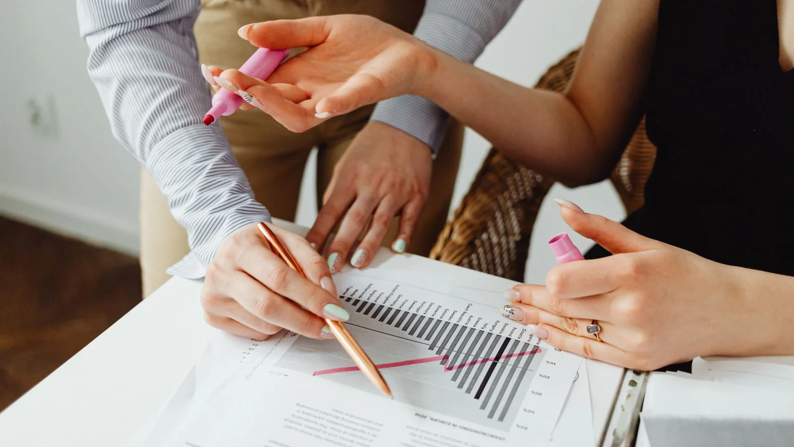 Two colleagues analysing a business chart with markers in an office, the evaluation most teams skip before buying