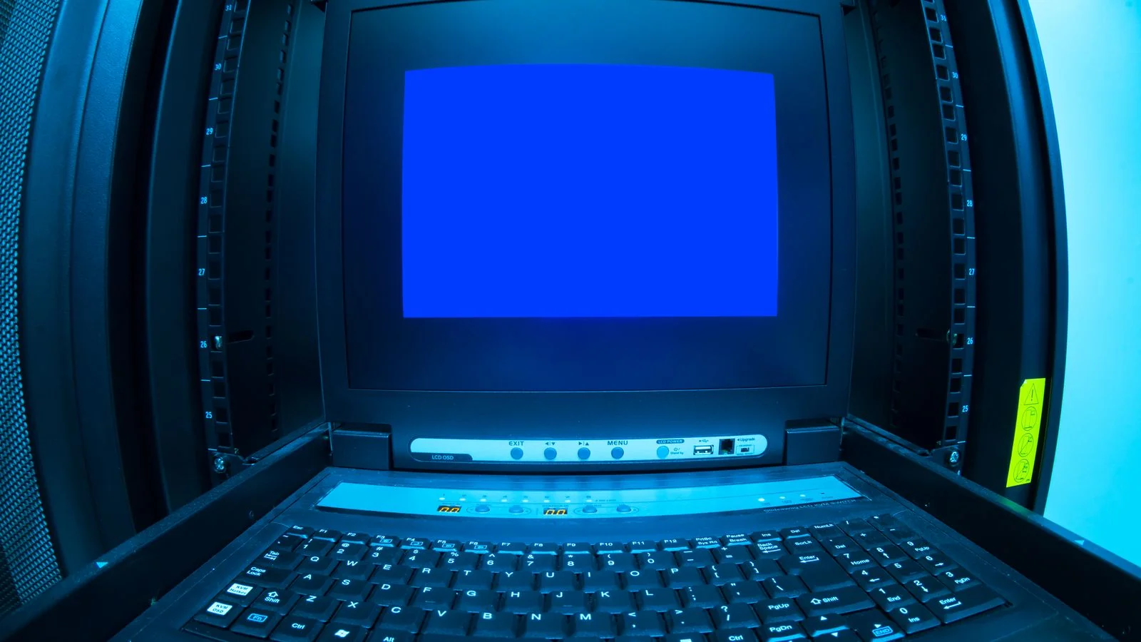 Data center control terminal showing an error screen, the kind of failure Scrunch looks for on websites