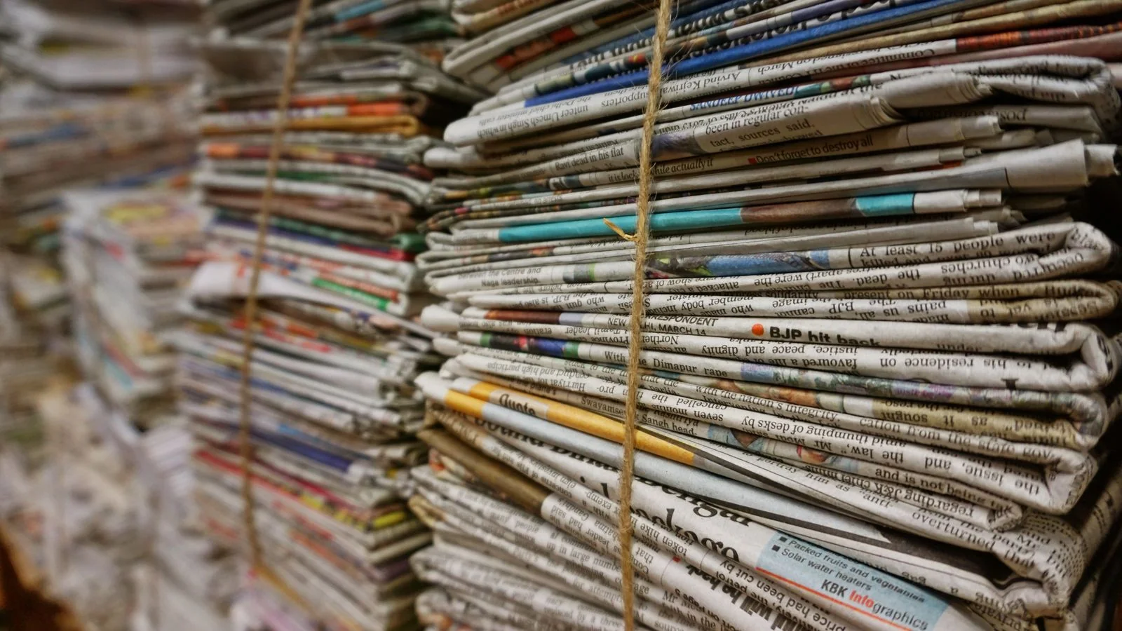Newspaper on a printing press, the traditional record of news