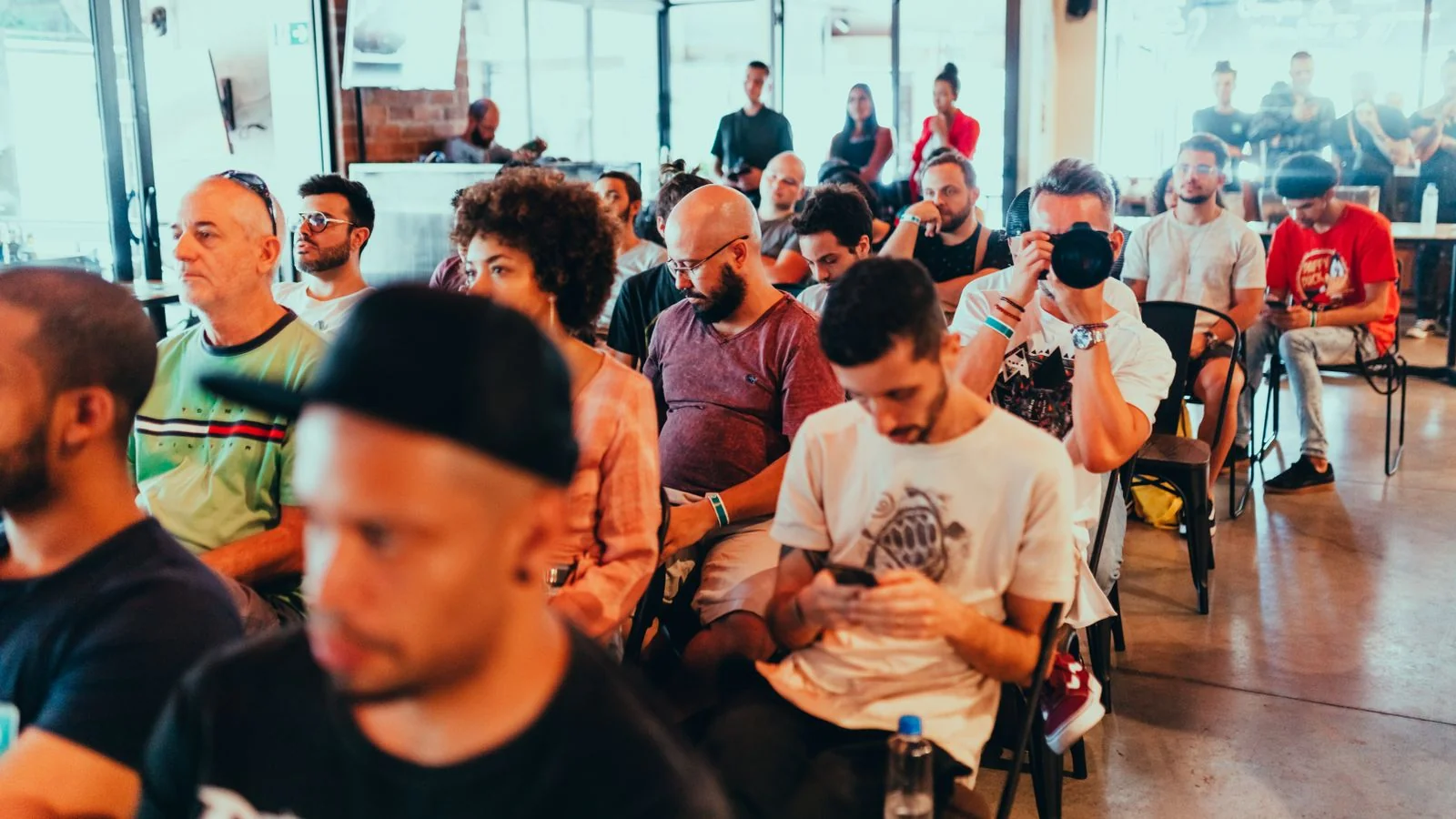 An audience listening during a talk.